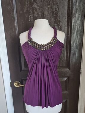 Sky Purple Beaded Top Nwot
